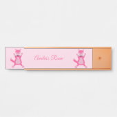 roze baby meisje vos aangepaste naam deurbordje (Voorkant)