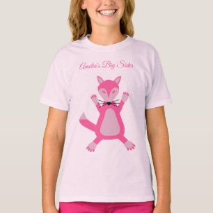  roze baby meisje vos op maat grote zus t-shirt