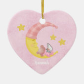 Roze  Baby met kerstmis verloren Keramisch Ornament (Voorkant)