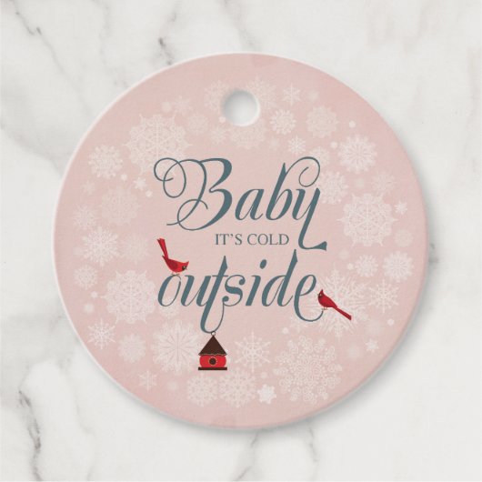  roze Baby met koude buitenste kerstklep Bedankjes Labels (Voorkant)