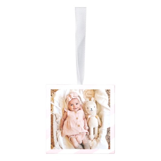 Roze Baby Mijn eerste kerst gepersonaliseerde foto Decoratie (Rechts)