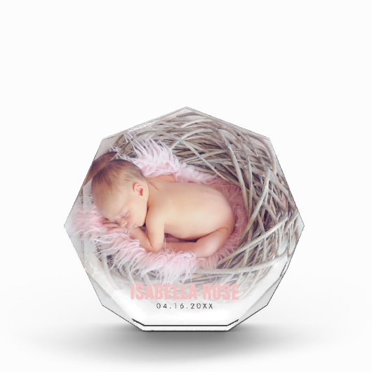 Roze Baby-naam Fotoblokken (Voorkant)