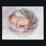 Roze Baby naam Puzzel<br><div class="desc">Eenvoudig en chic full-bleed fotoontwerp. Heb je een aangepaste kleur nodig? Stuur ons een bericht naar heartlockedstudio@gmail.com en wij zullen u graag helpen!</div>