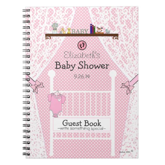 Roze Baby Nursery Baby shower Guest Book | Notitieboek (Voorkant)