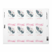 Roze baby olifant baby shower boek label stickers (Full Sheet)