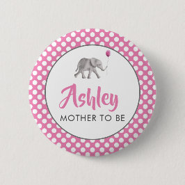 Roze Baby Olifant Baby shower Naam Tag Pin Ronde Button 5,7 Cm