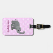 roze baby olifant bagagelabel (Voorkant horizontaal)