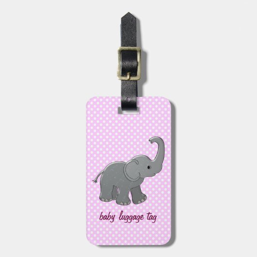 roze baby olifant bagagelabel (Voorkant verticaal)
