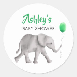 Roze Baby Olifant Douche Favor Sticker, Cadeau Lab Ronde Sticker