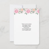 Roze Baby Olifant en Rozen Border Bedankkaart (Achterkant)