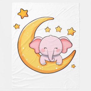 Roze baby-olifant fleece deken