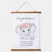 Roze Baby olifant geboorte Baby shower Rest Hangend Wandkleed (Voorkant)