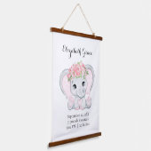 Roze Baby olifant geboorte Baby shower Rest Hangend Wandkleed (Gebogen)