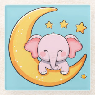 Roze baby olifant glazen onderzetter