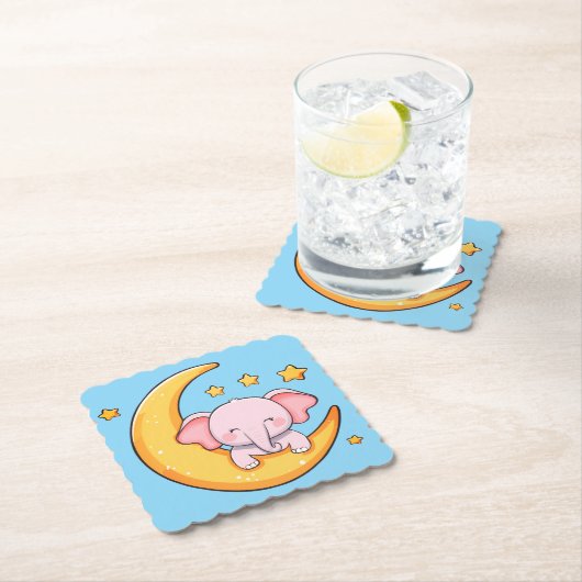 Roze baby-olifant kartonnen onderzetters (Insitu)