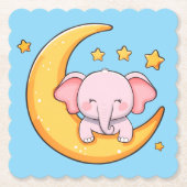 Roze baby-olifant kartonnen onderzetters (Voorkant)