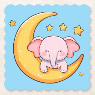 Roze baby-olifant kartonnen onderzetters