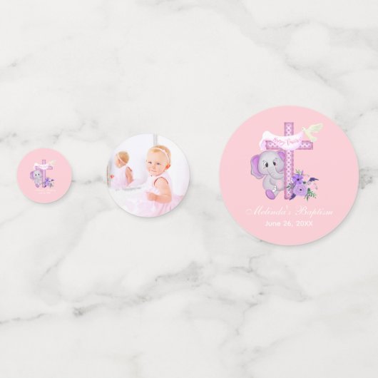 Roze Baby olifant met duif en dwarslaesie Confetti (Achterkanten)