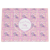 Roze Baby olifant met duif en dwarslaesie Groot Cadeauzakje (Voorkant)