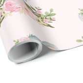 Roze Baby olifant-schokdemper, eerste verjaardag Cadeaupapier (Rol Hoek)