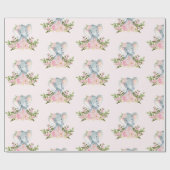 Roze Baby olifant-schokdemper, eerste verjaardag Cadeaupapier (Vlak)