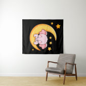 Roze baby-olifant wandkleed (In Situ (horizontaal))