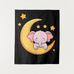 Roze baby-olifant wandkleed