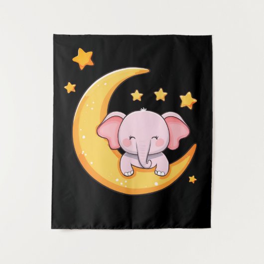 Roze baby-olifant wandkleed (Voorkant)