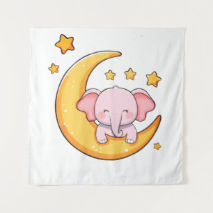 Roze baby-olifant wandkleed