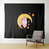 Roze baby-olifant wandkleed (In Situ (horizontaal))