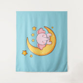 Roze baby-olifant wandkleed (Voorkant)