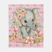 Roze Baby Olifanten Fleece Deken (Voorkant)