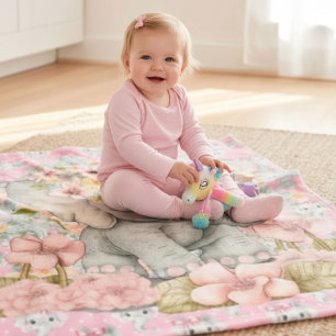 Roze Baby Olifanten Fleece Deken