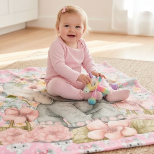 Roze Baby Olifanten Fleece Deken