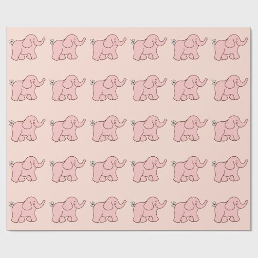 Roze Baby olifanten inpakpapier (Vlak)