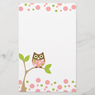 Roze Baby Owl Briefpapier