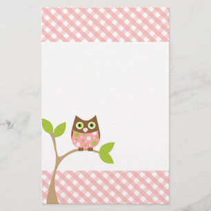 Roze Baby Owl Briefpapier