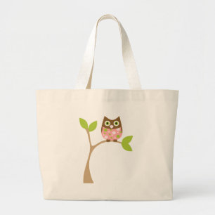 Roze Baby Owl Grote Tote Bag