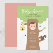 Roze Baby Owl in de Uitnodiging van de Boom (Voorkant / Achterkant)