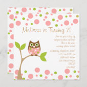 Roze Baby Owl Kaart (Voorkant / Achterkant)