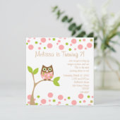 Roze Baby Owl Kaart (Staand voorkant)