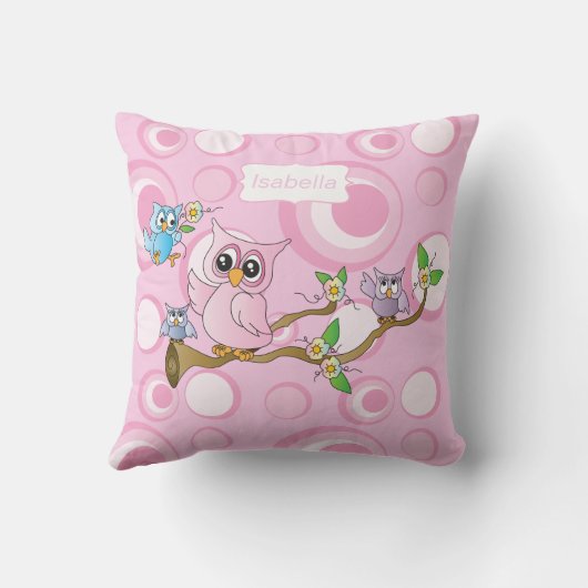 Roze Baby Owl Kussen (Achterkant)