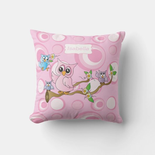 Roze Baby Owl Kussen (Voorkant)