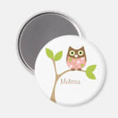 Roze Baby Owl Magneet (Voorkant / Achterkant)