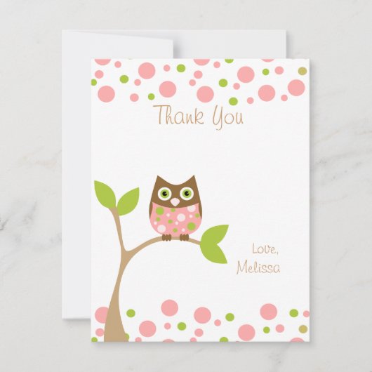 Roze Baby Owl Notitiekaartje (Voorkant)