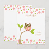 Roze Baby Owl Notitiekaartje (Voorkant / Achterkant)
