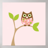 Roze Baby Owl Poster (Voorkant)