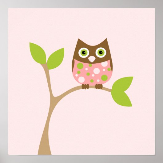 Roze Baby Owl Poster (Voorkant)