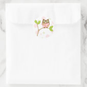 Roze Baby Owl Ronde Sticker (Tas)