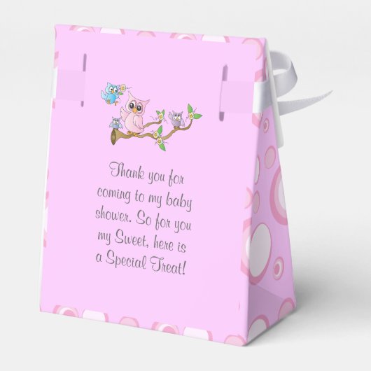 Roze Baby Owl | Shower Theme Bedankdoosjes (Achterkant)